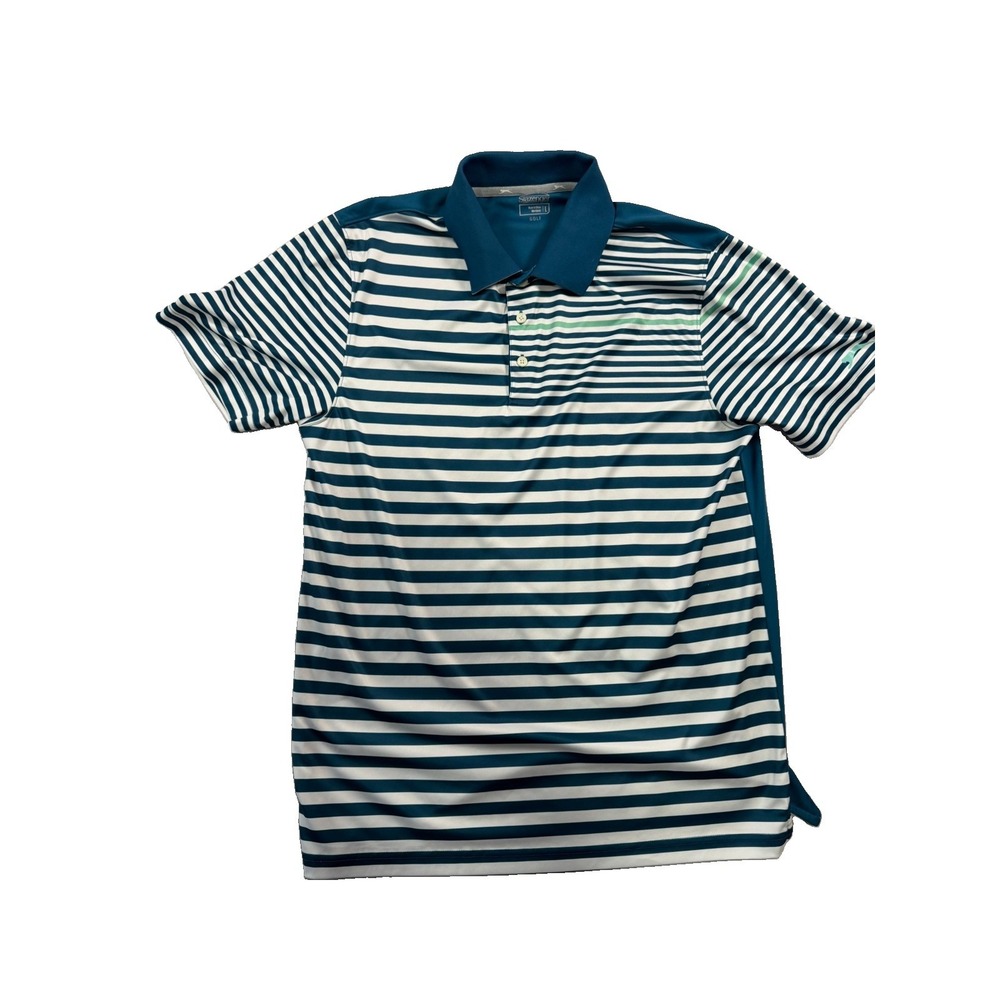 Slazenger Polo Shirt Mens Large Short Sleeve Performance Teal And White